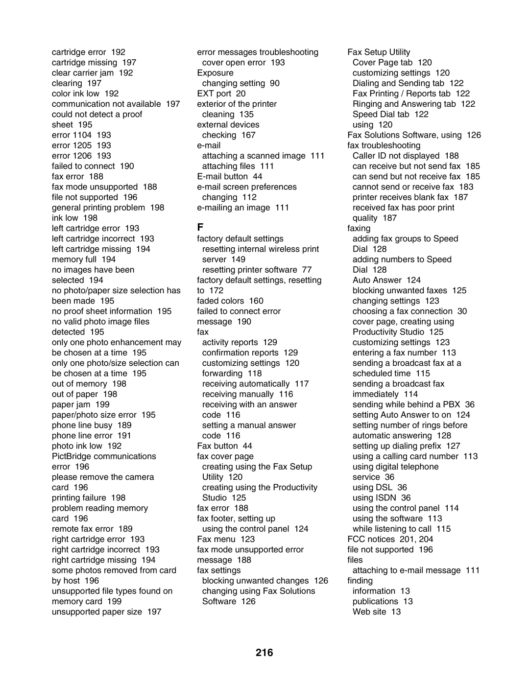 Lexmark 6500 Series manual 216 