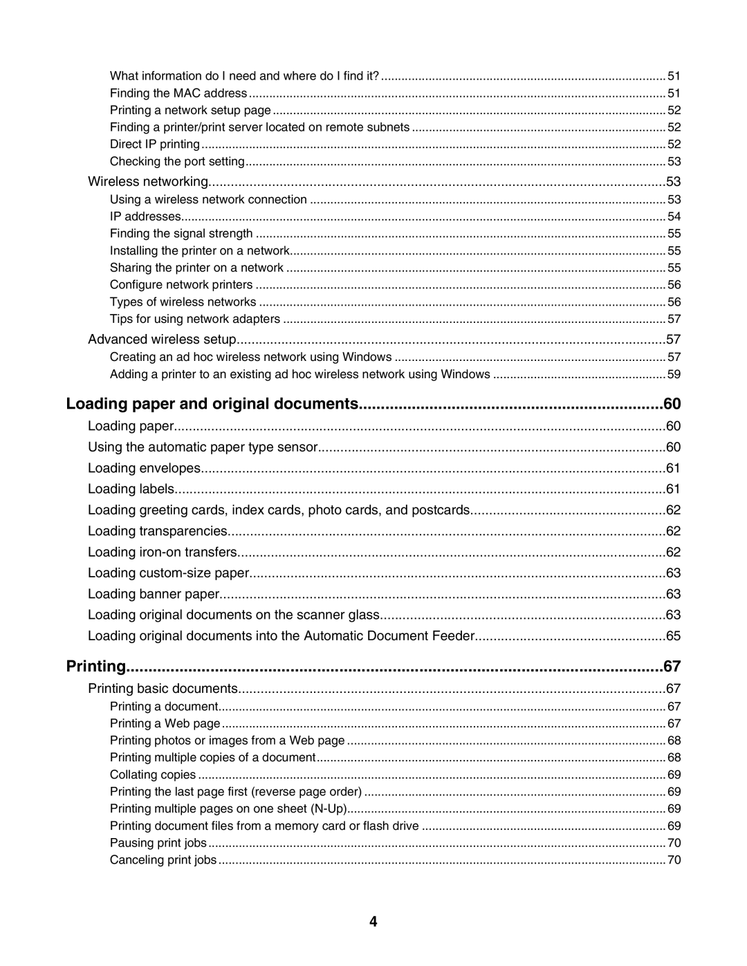 Lexmark 6500 Series manual Printing, Wireless networking 