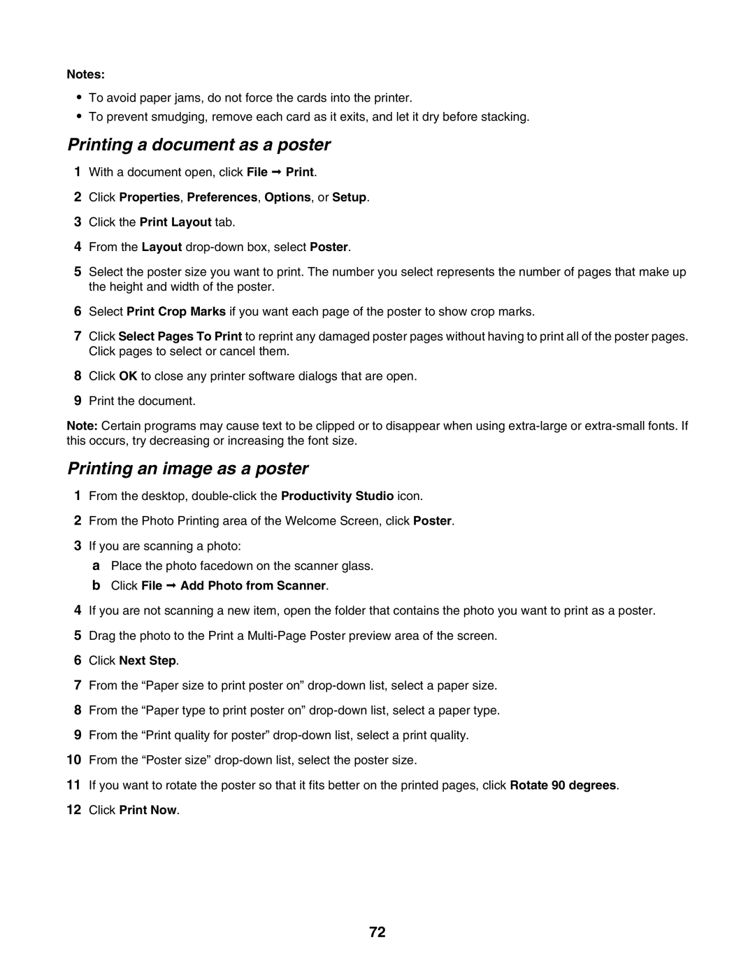 Lexmark 6500 Series Printing a document as a poster, Printing an image as a poster, Click File Œ Add Photo from Scanner 