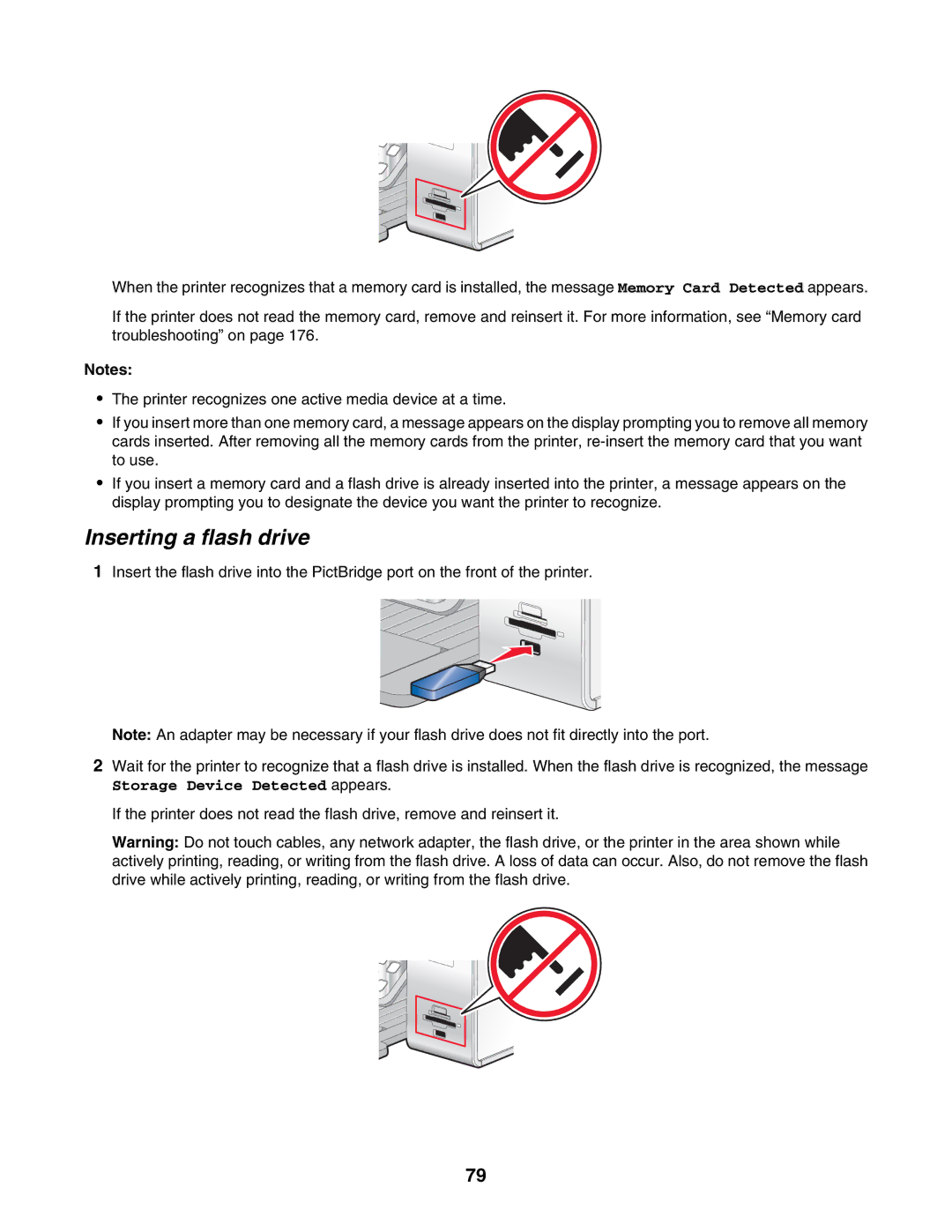 Lexmark 6500 Series manual Inserting a flash drive 