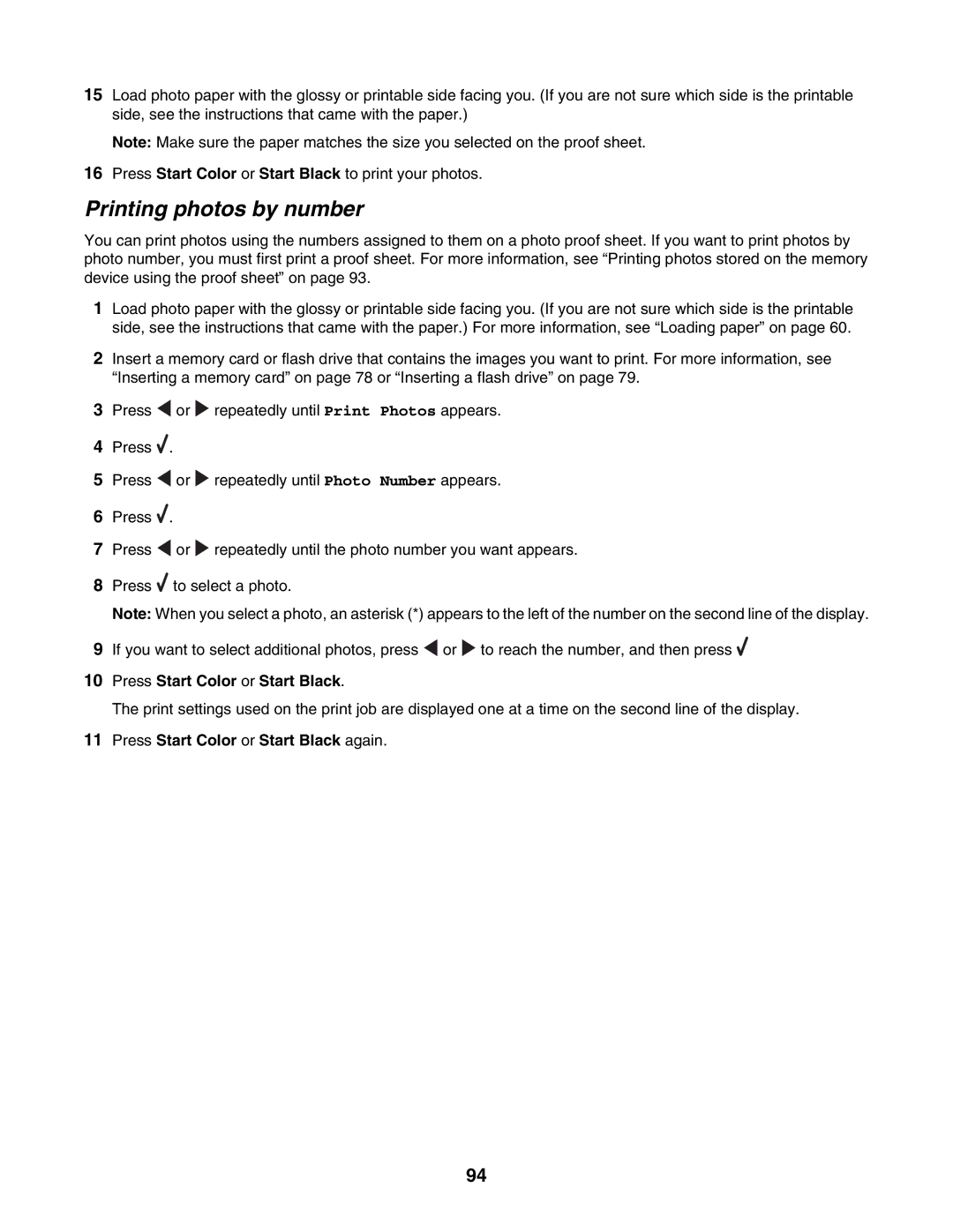 Lexmark 6500 Series manual Printing photos by number 