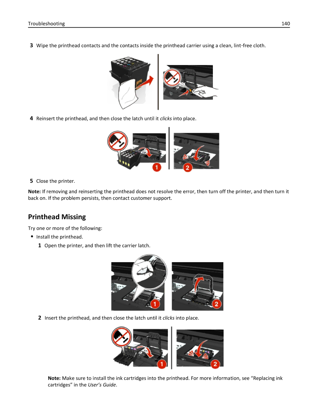 Lexmark 701, 70E manual Printhead Missing 