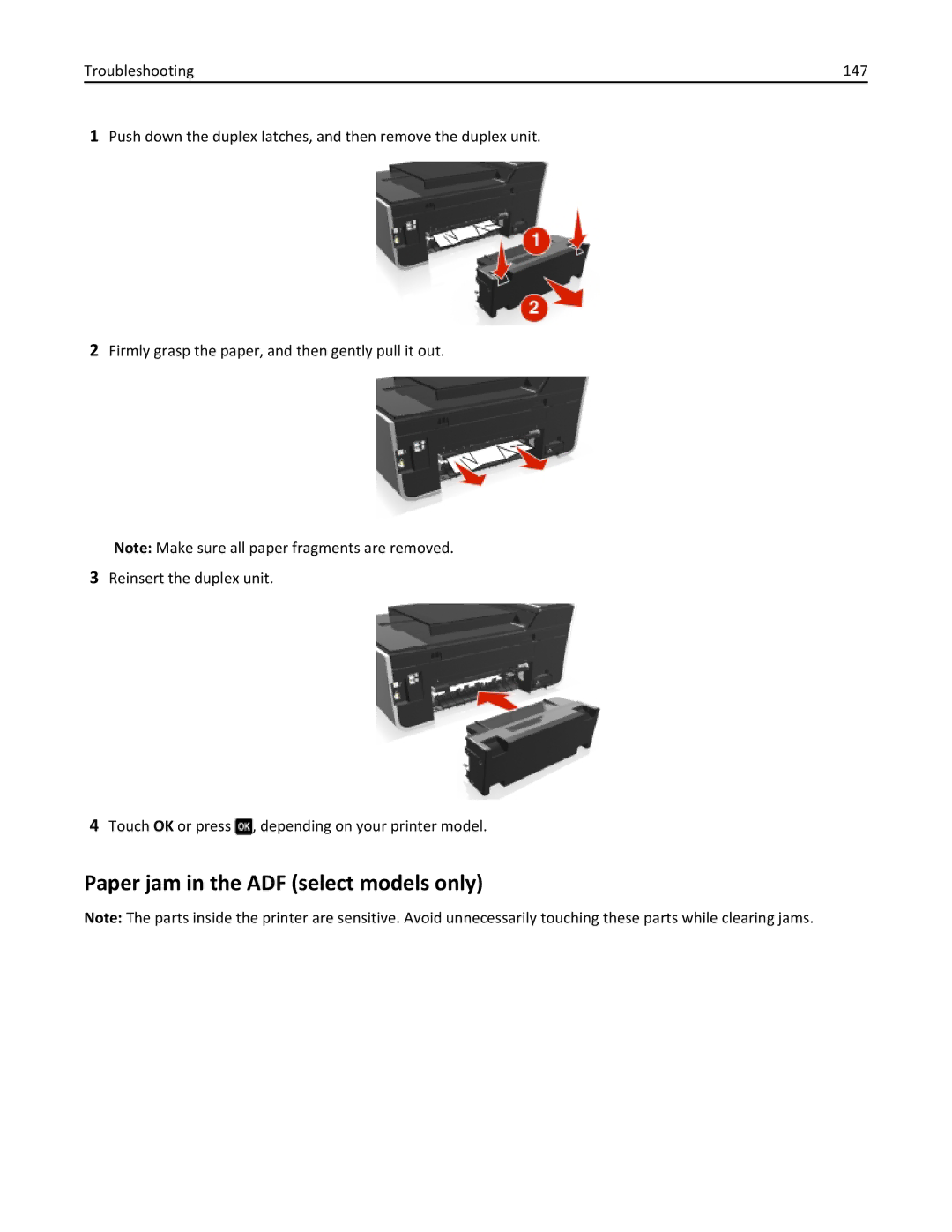 Lexmark 70E, 701 manual Paper jam in the ADF select models only 