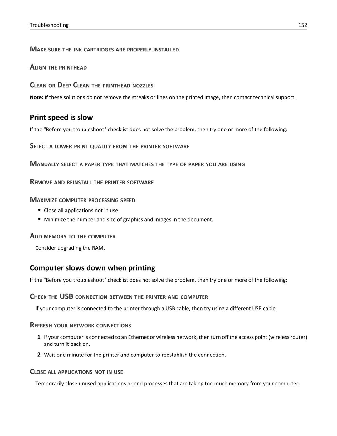 Lexmark 701, 70E manual Print speed is slow, Computer slows down when printing 