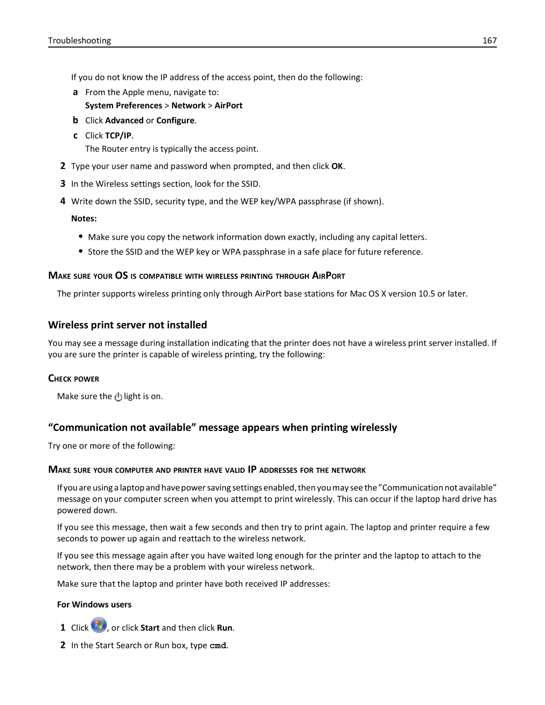 Lexmark 70E, 701 manual Wireless print server not installed, Click Advanced or Configure 