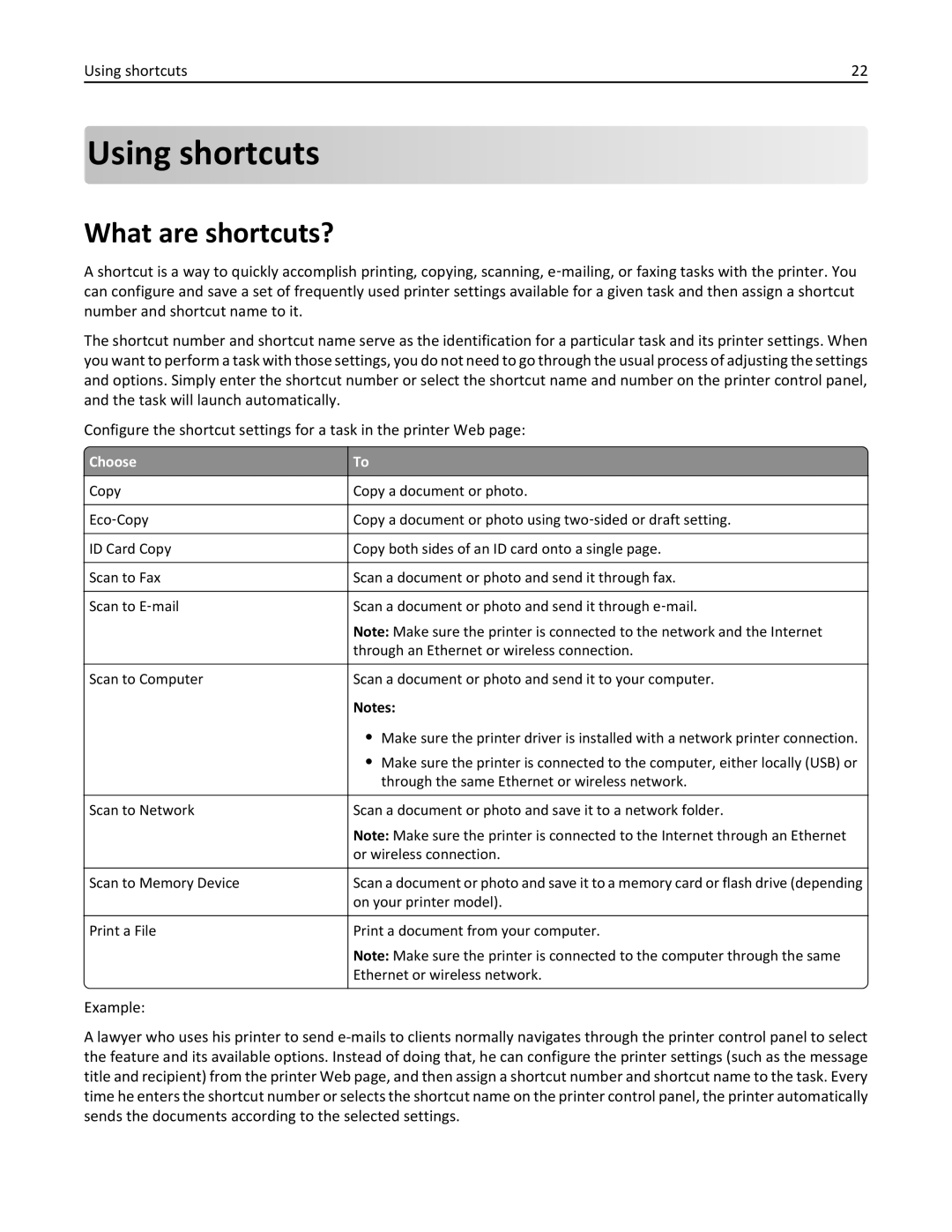 Lexmark 701, 70E manual Using shortcuts, What are shortcuts?, Choose 