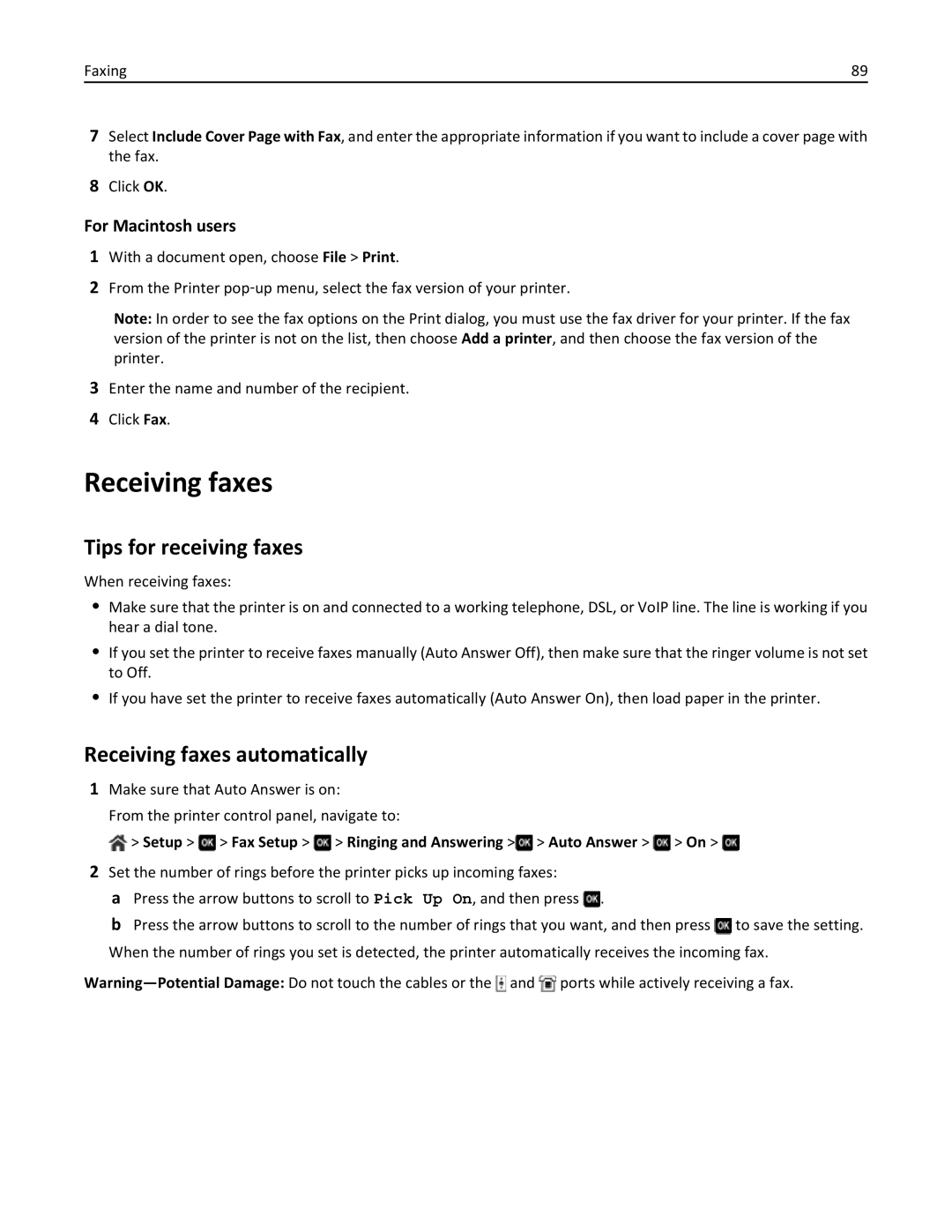 Lexmark 70E, 701 manual Tips for receiving faxes, Receiving faxes automatically 