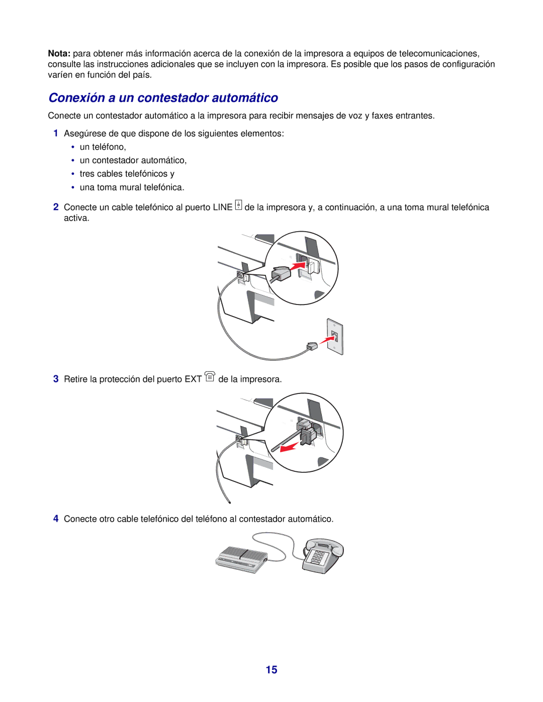 Lexmark 7300 manual Conexión a un contestador automático 