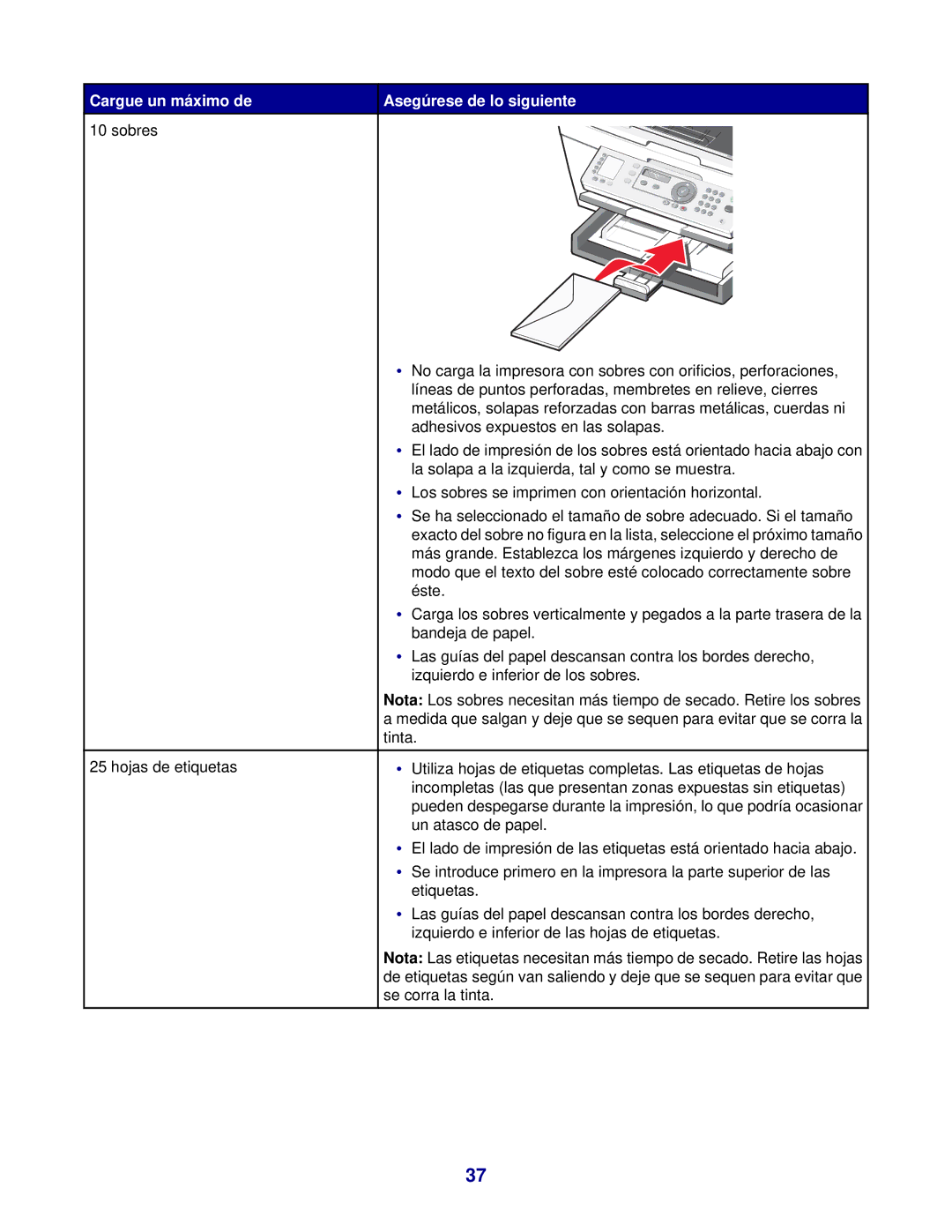 Lexmark 7300 manual Cargue un máximo de 