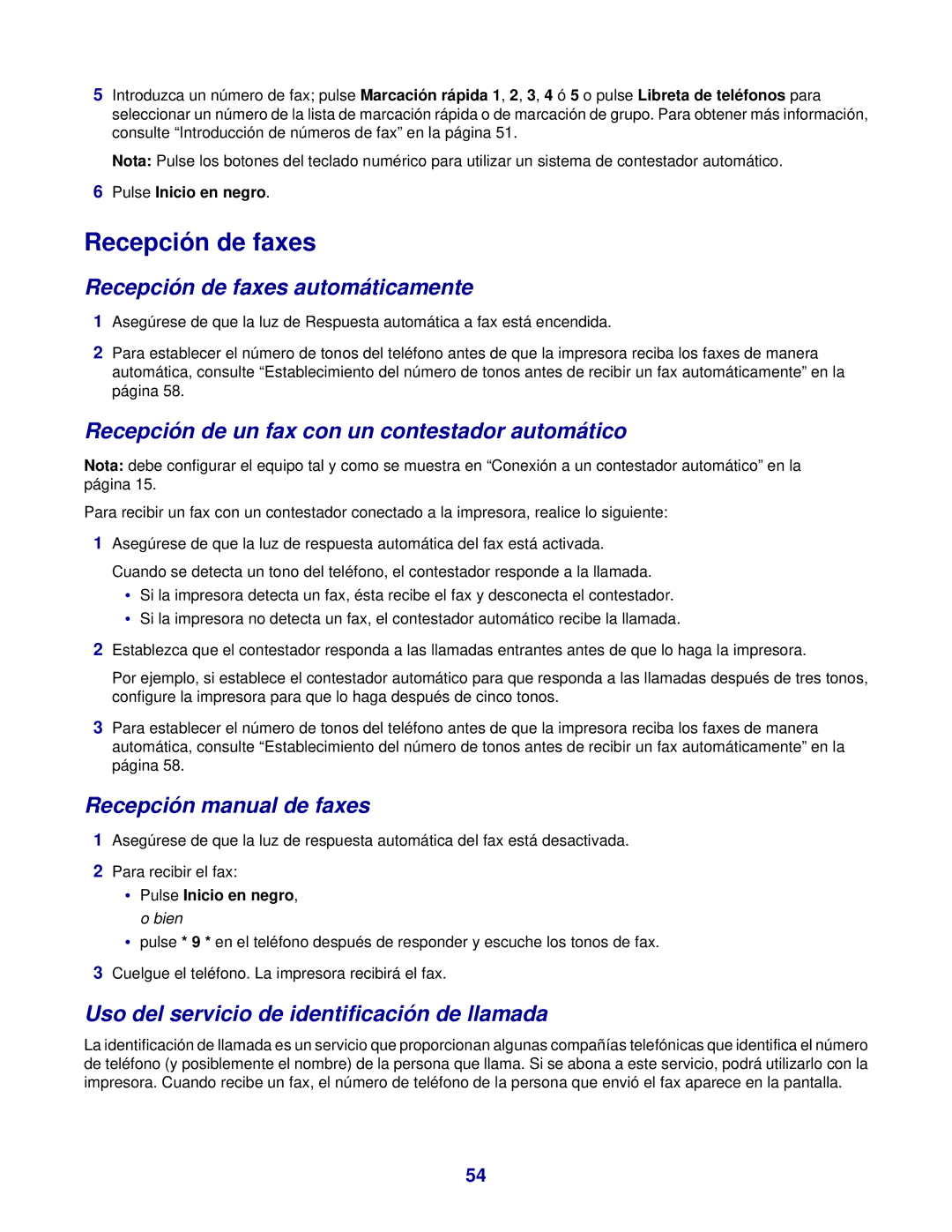 Lexmark 7300 manual Recepción de faxes automáticamente, Recepción de un fax con un contestador automático 