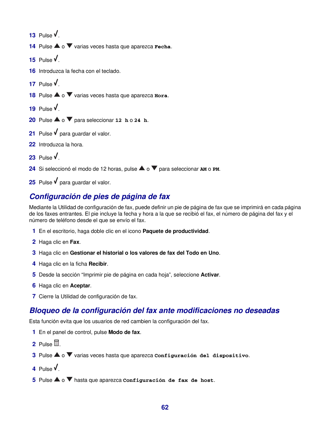 Lexmark 7300 manual Configuración de pies de página de fax 