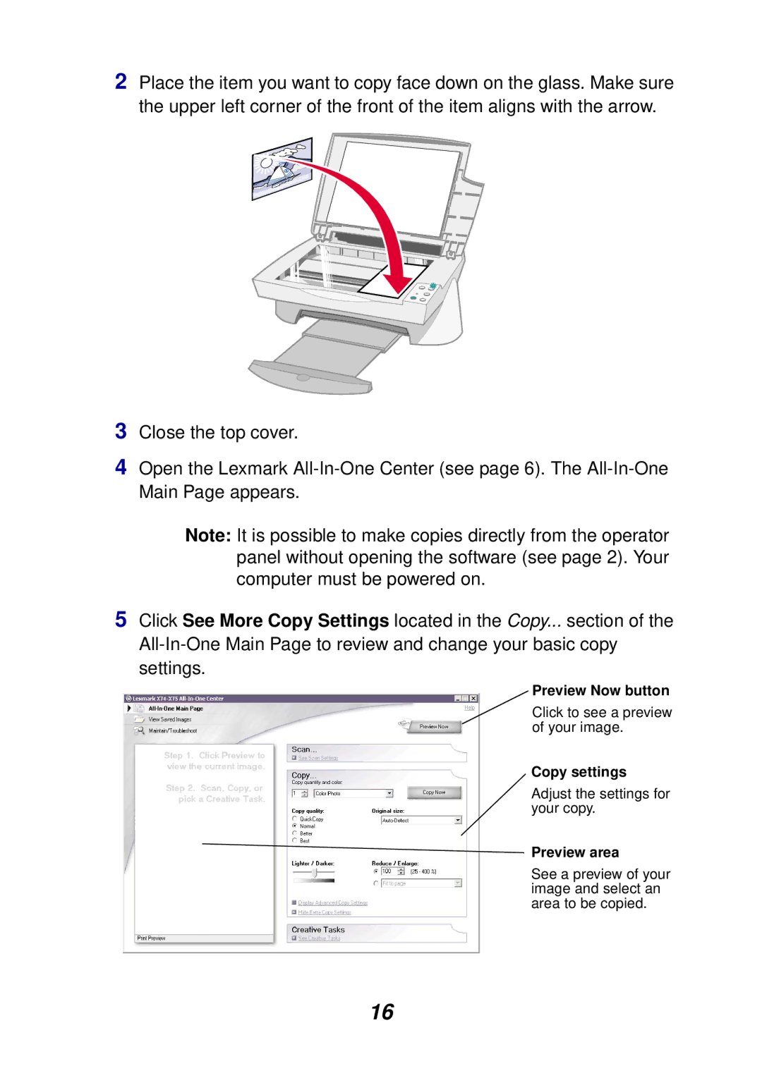 Lexmark 74, 75 manual Copy settings 