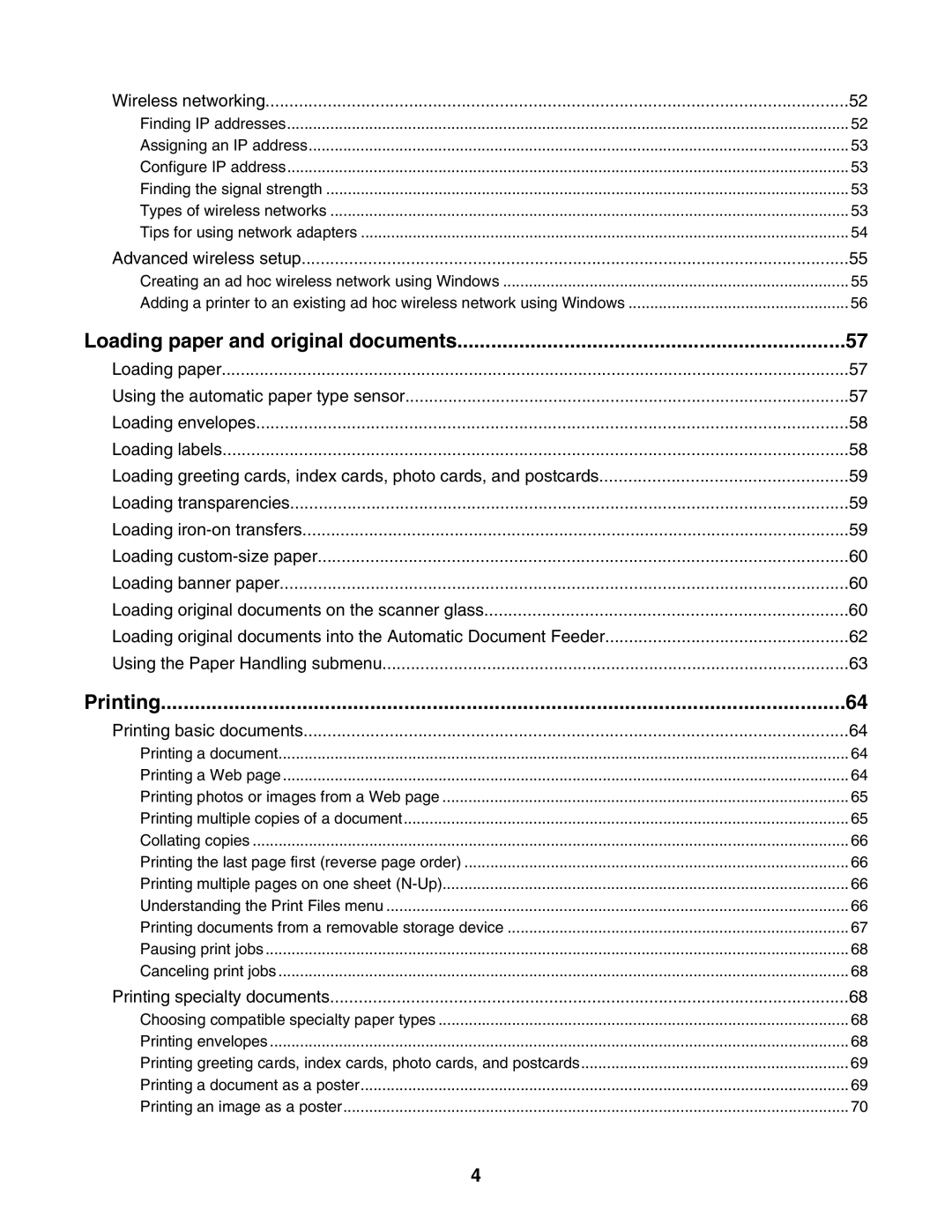 Lexmark 7500 Series manual Printing, Wireless networking 