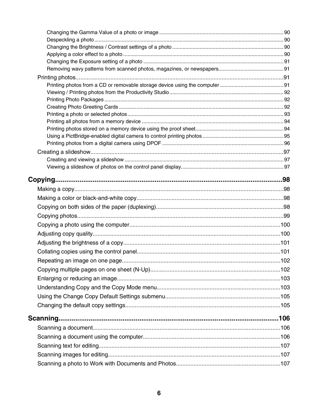 Lexmark 7500 Series manual Copying, Scanning 