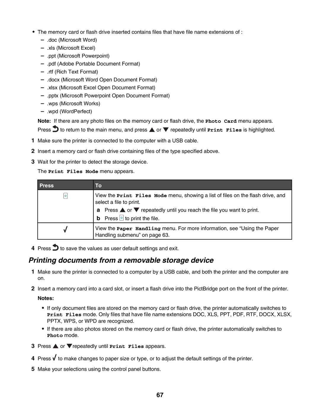 Lexmark 7500 Series manual Printing documents from a removable storage device, Photo mode 