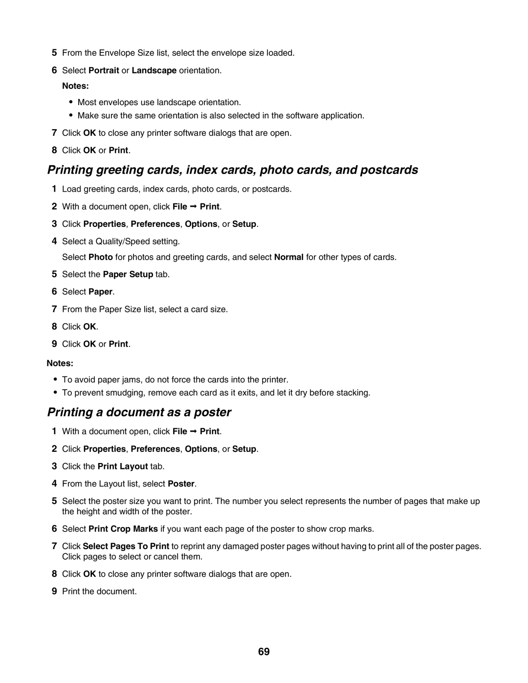 Lexmark 7500 Series manual Printing a document as a poster 