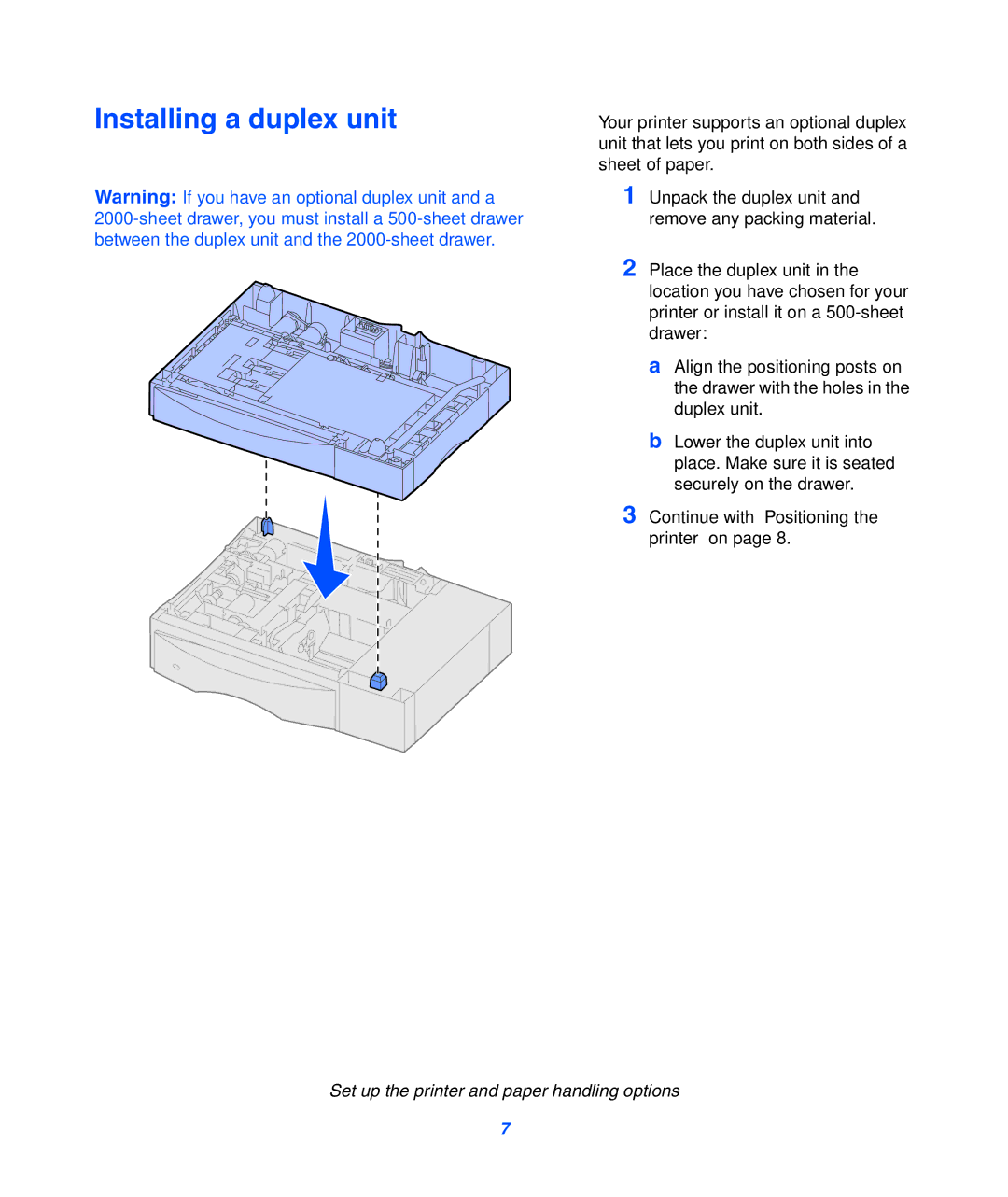 Lexmark 752 setup guide Installing a duplex unit 