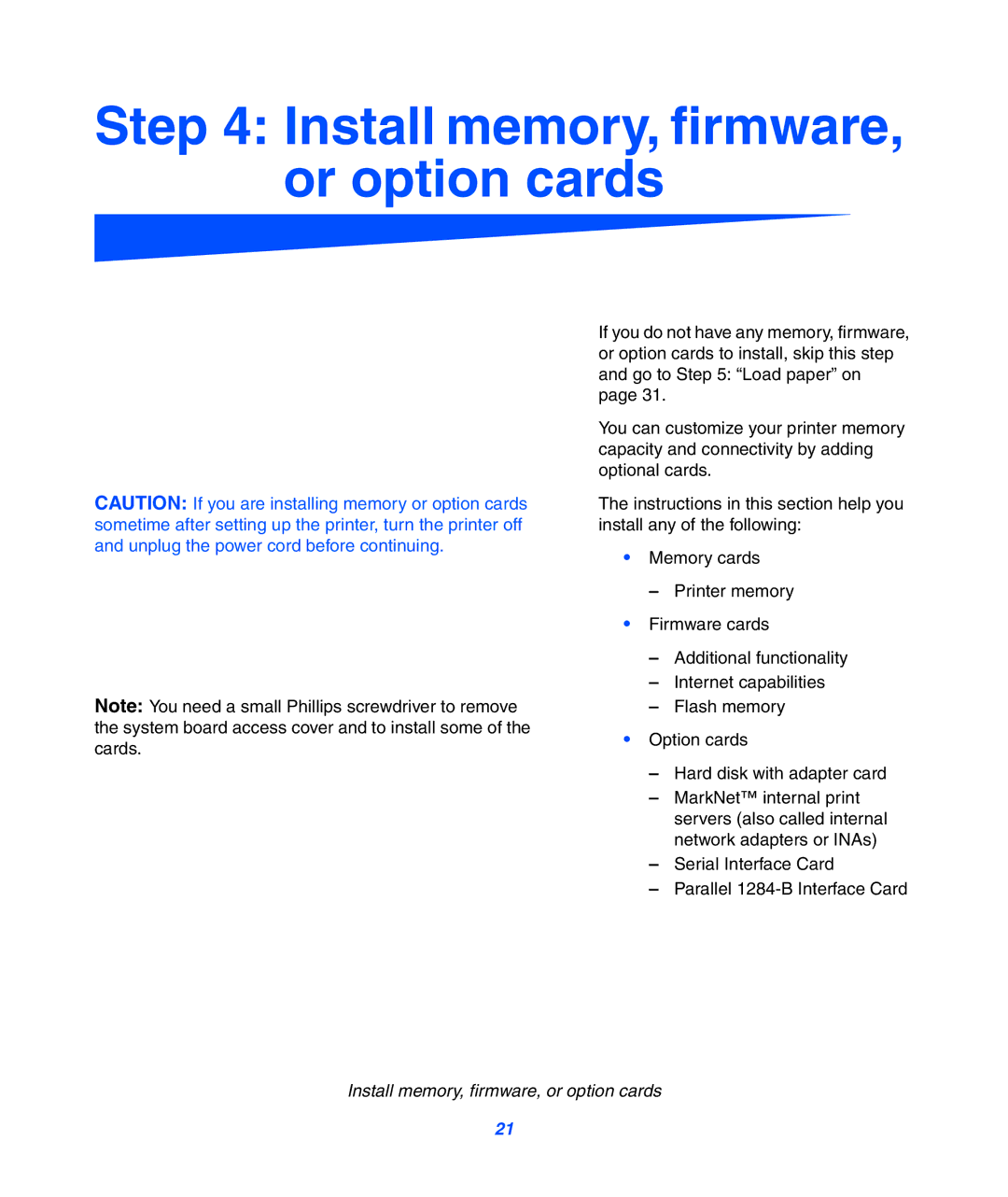 Lexmark 752 setup guide Install memory, firmware, or option cards 