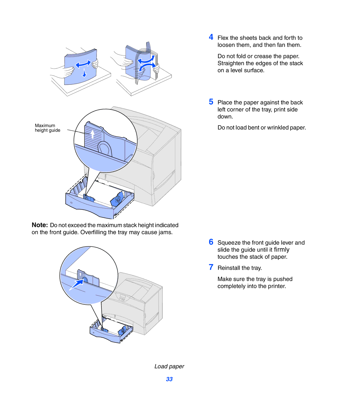 Lexmark 752 setup guide Maximum height guide 