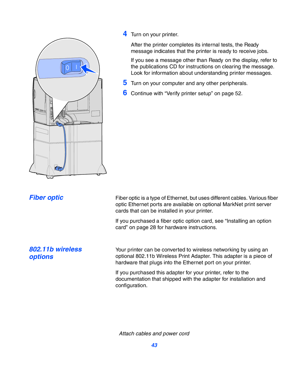 Lexmark 752 setup guide Fiber optic 802.11b wireless options 