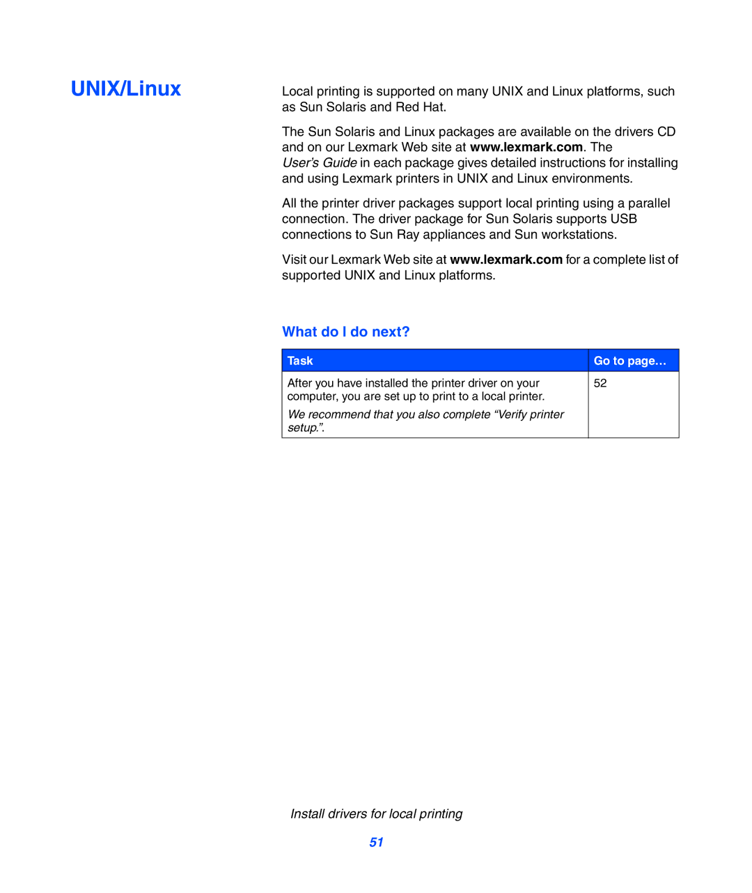 Lexmark 752 setup guide UNIX/Linux 