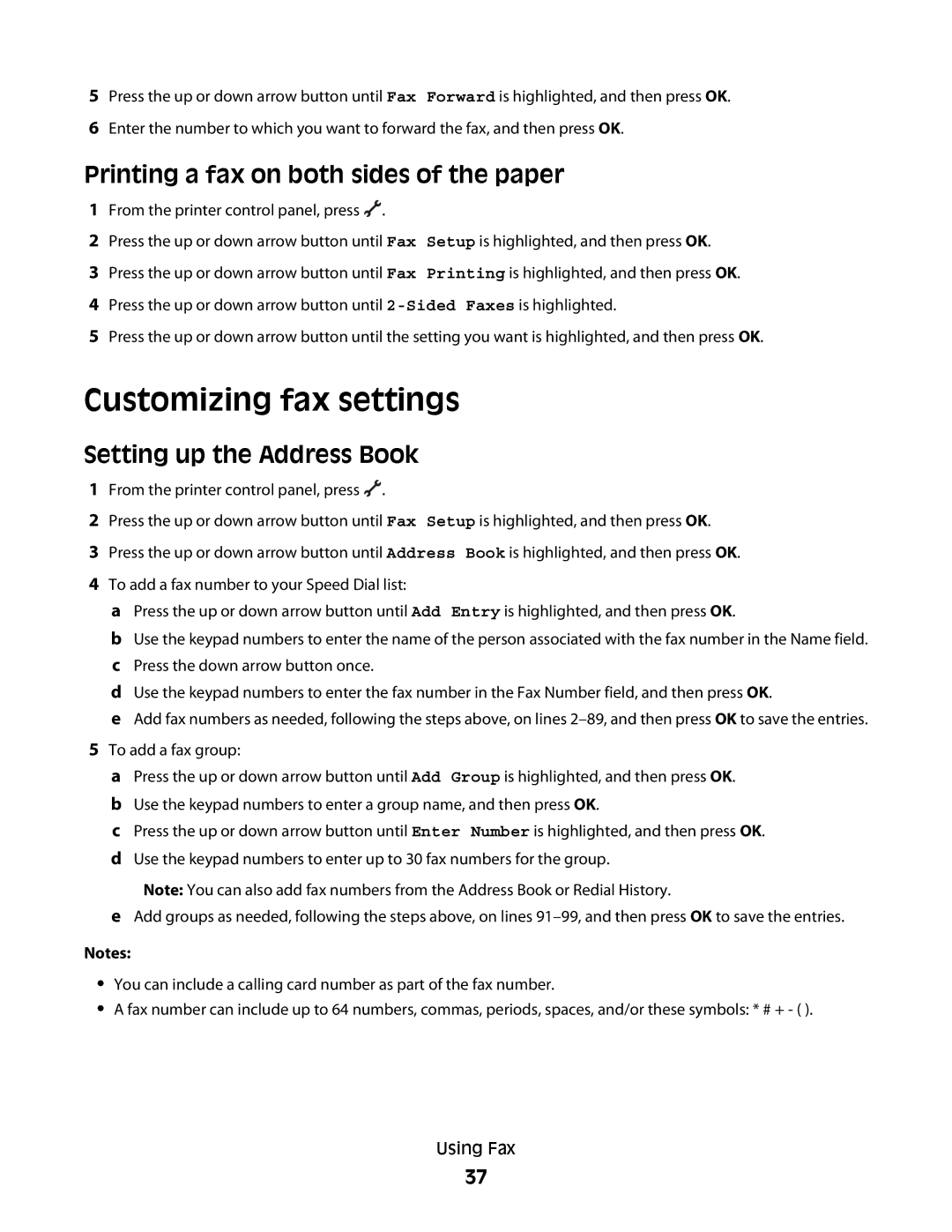 Lexmark 7600 Series manual Customizing fax settings, Printing a fax on both sides of the paper, Setting up the Address Book 