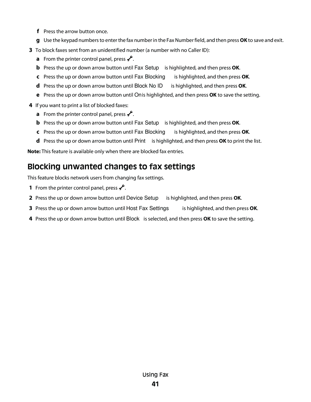 Lexmark 7600 Series manual Blocking unwanted changes to fax settings 