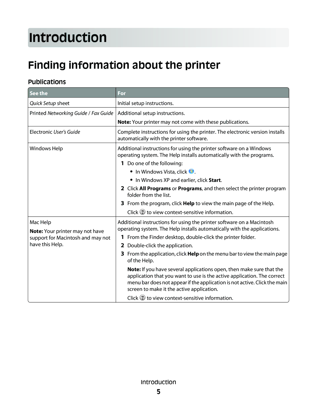 Lexmark 7600 Series manual Intro du ction, Finding information about the printer, See, For 