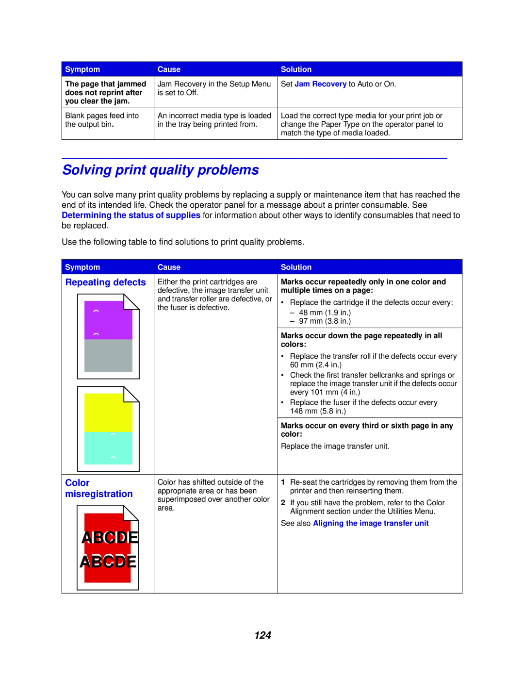 Lexmark 762 manual Solving print quality problems, Abcde 