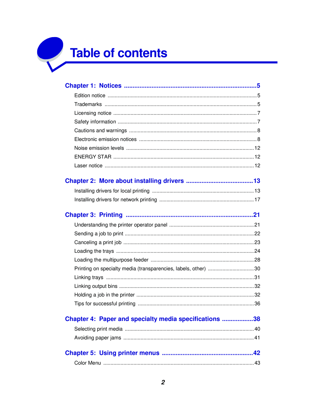 Lexmark 762 manual Table of contents 