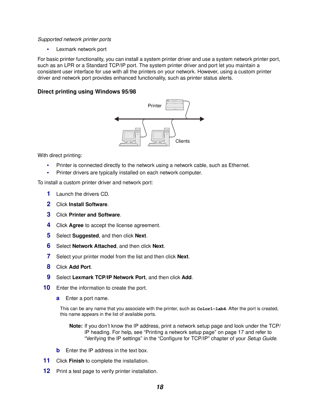 Lexmark 762 manual Direct printing using Windows 95/98 