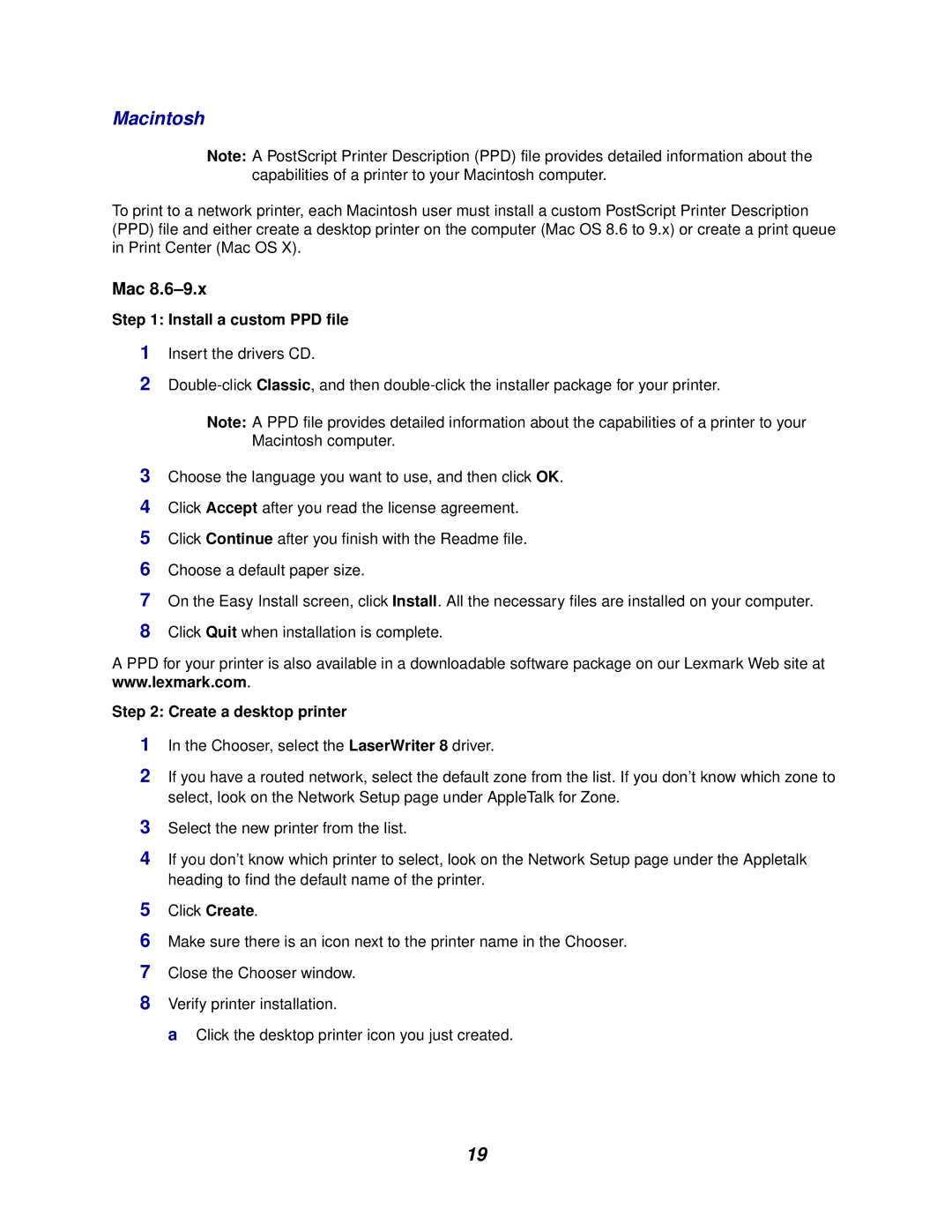 Lexmark 762 manual Mac 