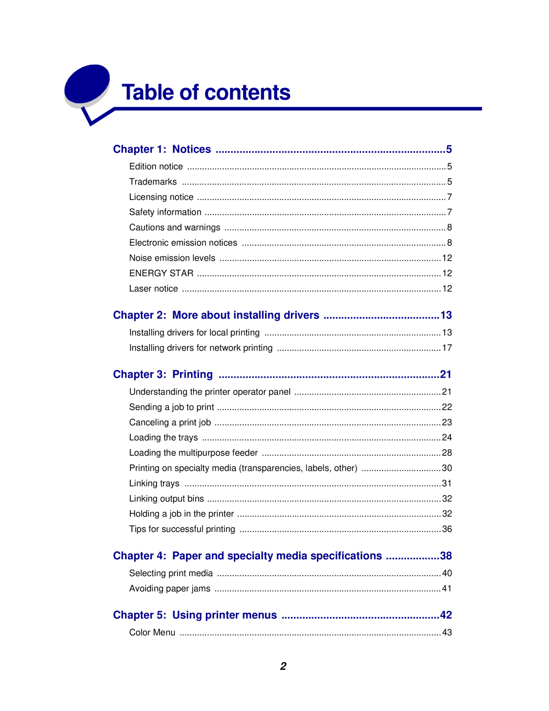 Lexmark 762 manual Table of contents 