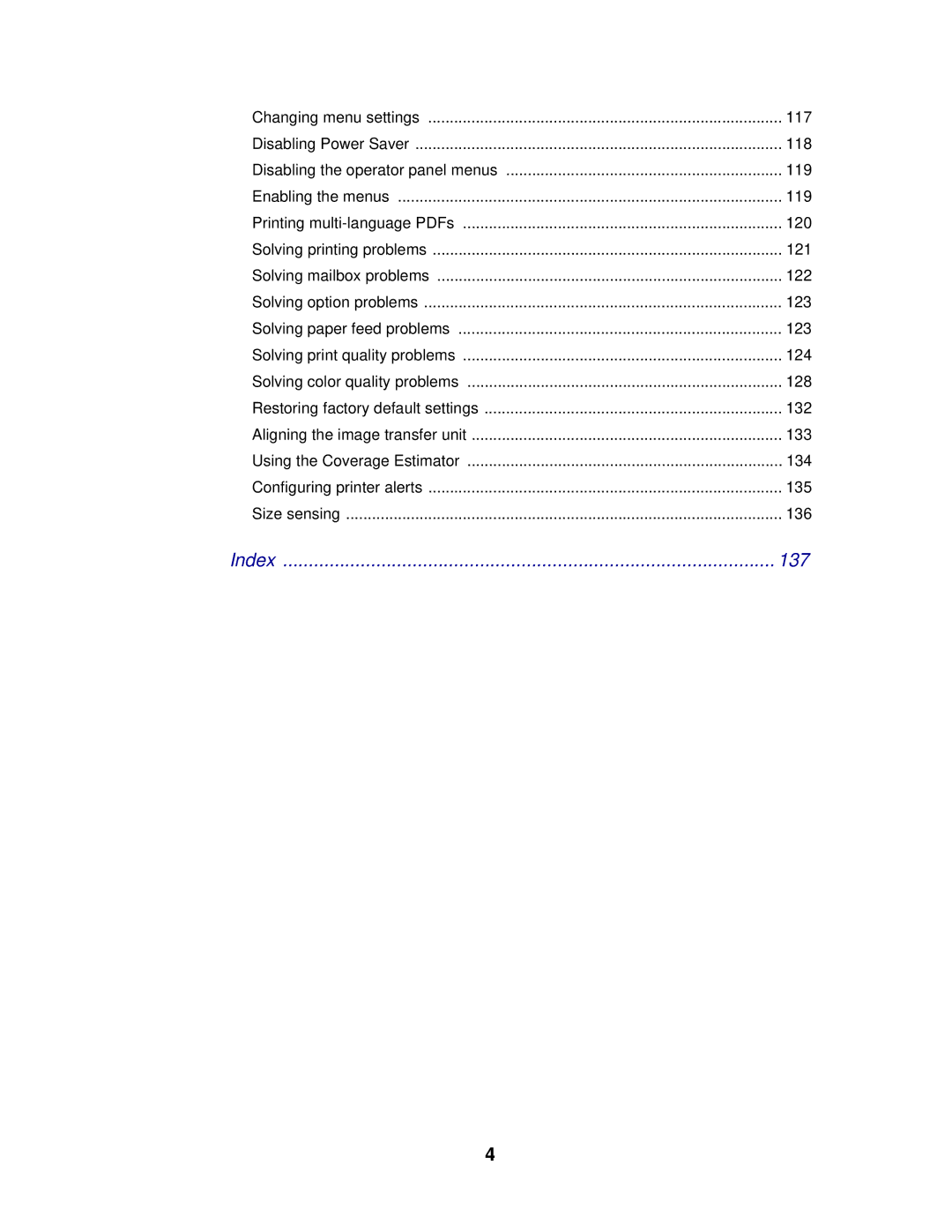 Lexmark 762 manual Index 137 