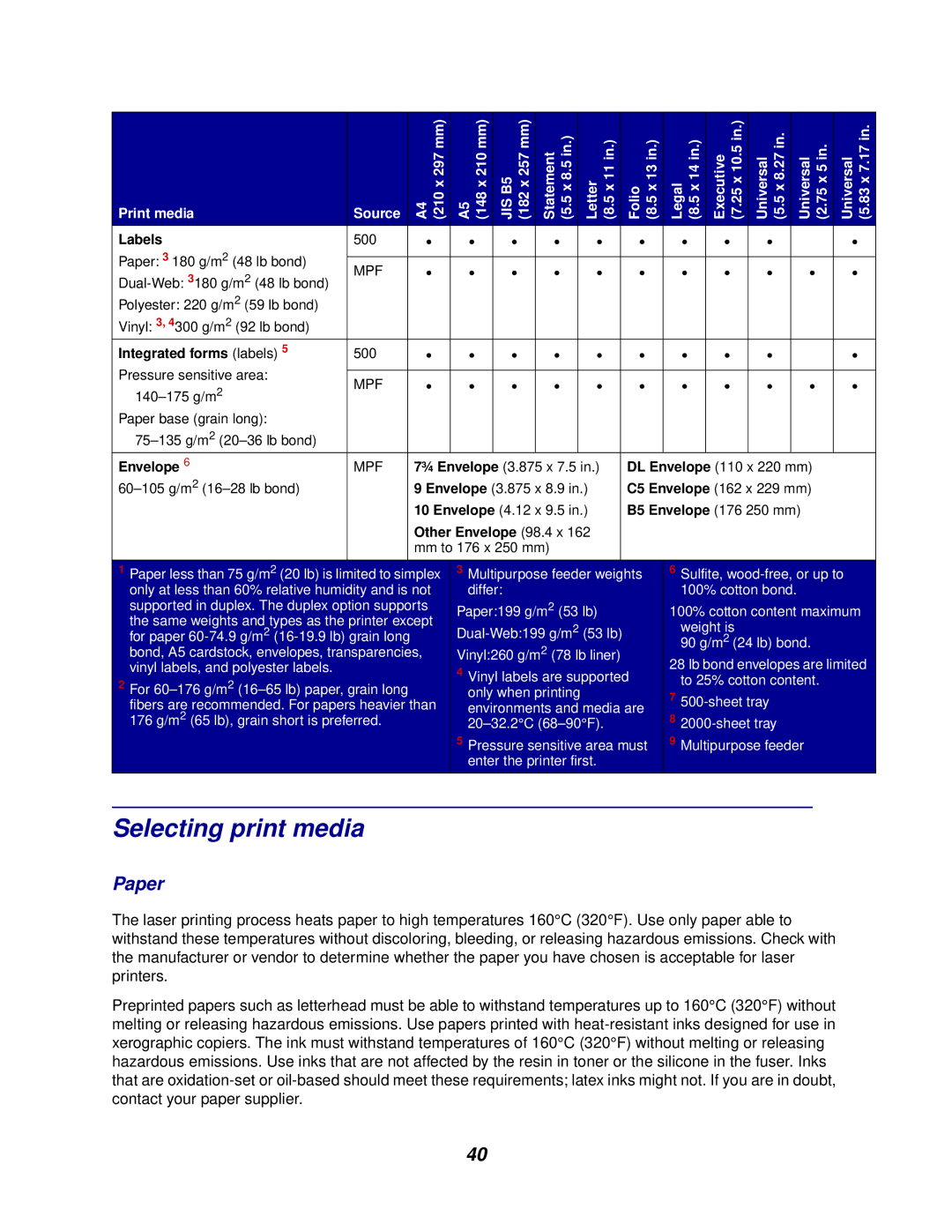 Lexmark 762 manual Selecting print media, Paper 