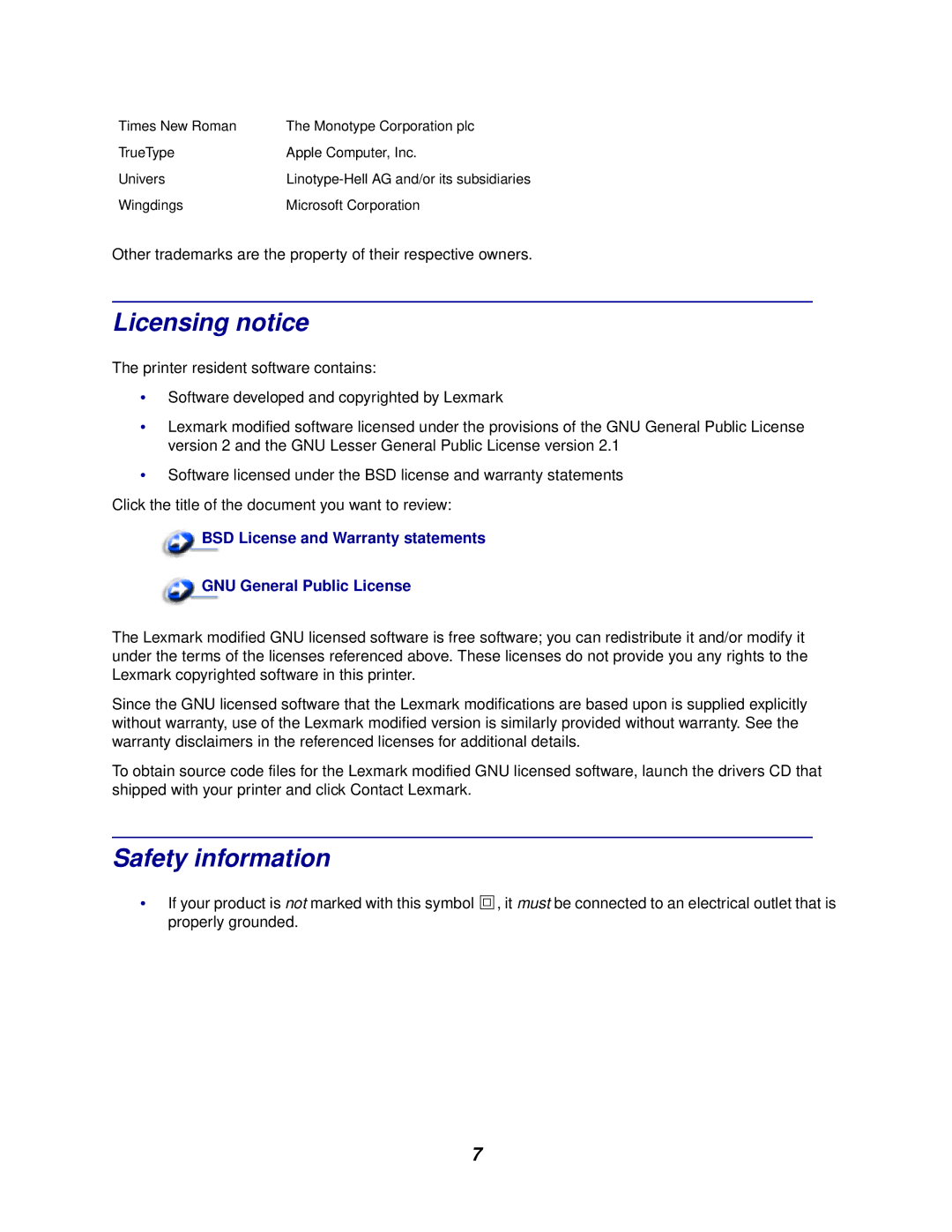 Lexmark 762 manual Licensing notice, Safety information 