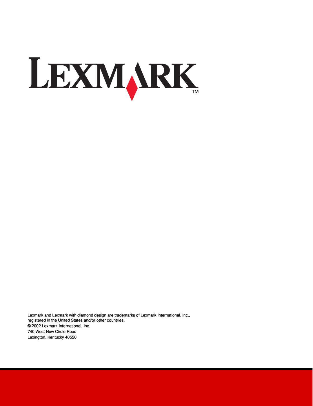 Lexmark 812 manual Lexmark International, Inc 740 West New Circle Road, Lexington, Kentucky 