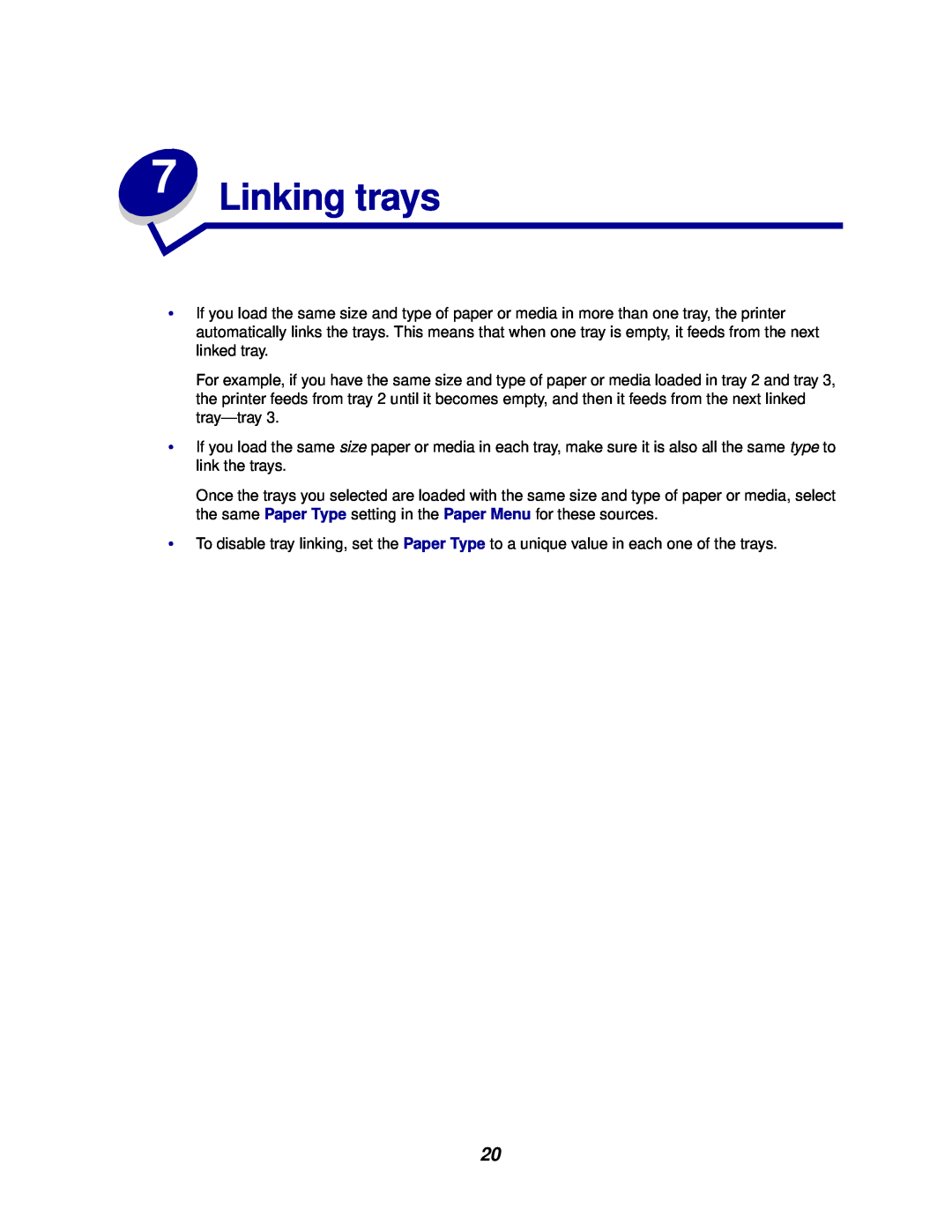 Lexmark 812 manual Linking trays 