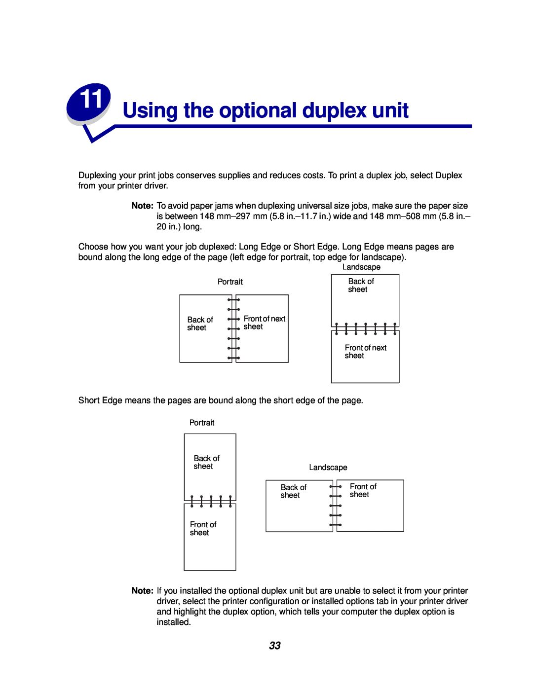 Lexmark 812 manual Using the optional duplex unit 