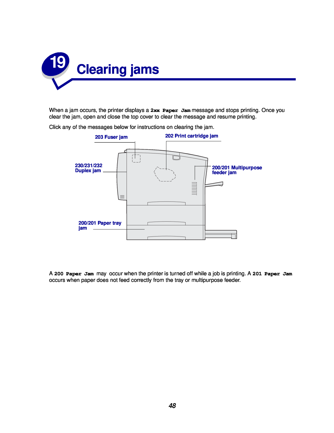 Lexmark 812 manual Clearing jams 