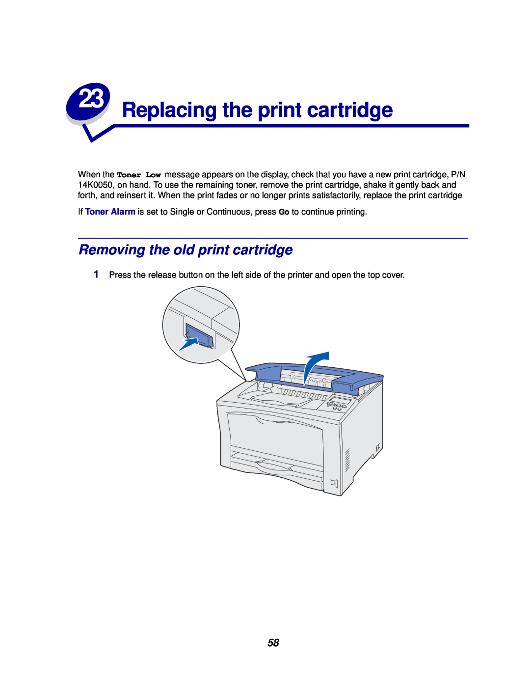 Lexmark 812 manual Replacing the print cartridge, Removing the old print cartridge 