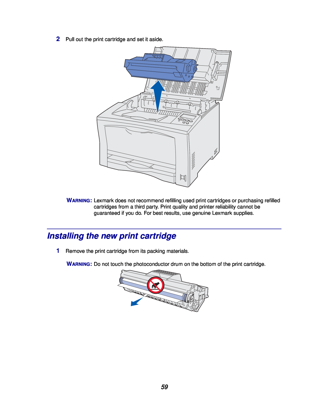 Lexmark 812 manual Installing the new print cartridge 