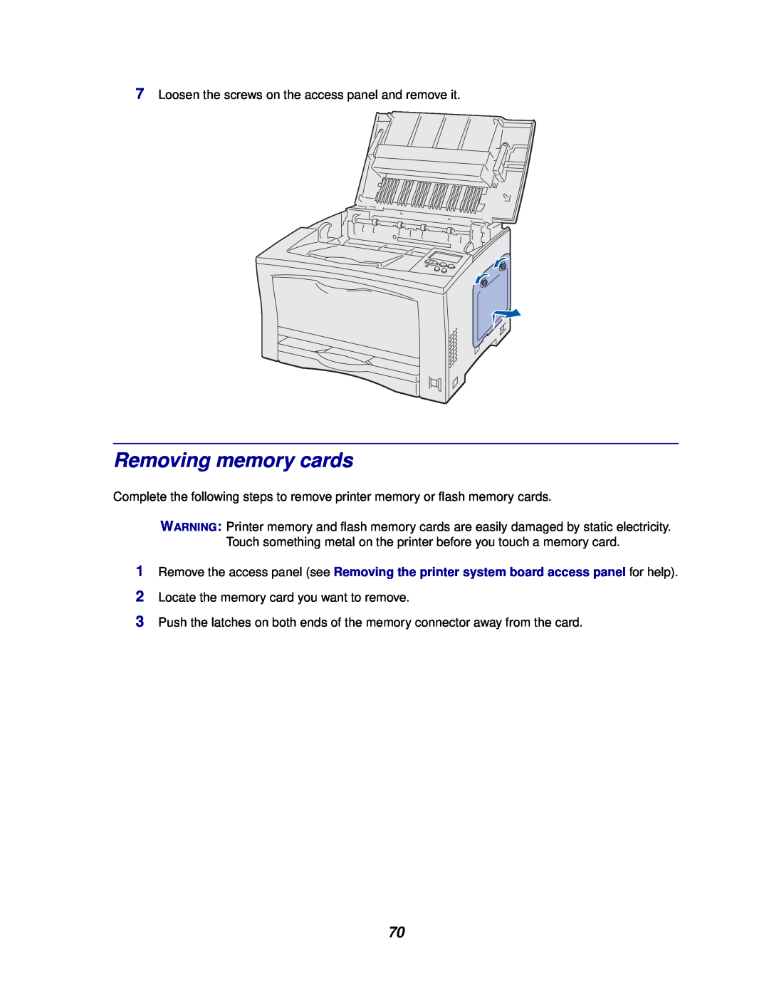 Lexmark 812 manual Removing memory cards 