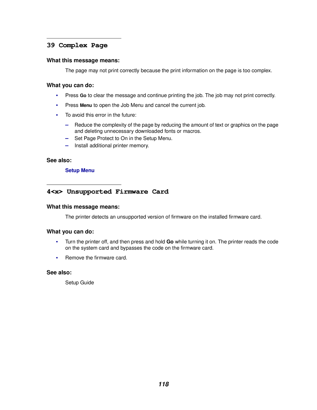 Lexmark 812 manual Complex, 4x Unsupported Firmware Card 