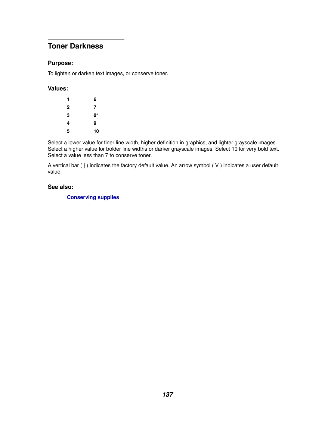 Lexmark 812 manual Toner Darkness 