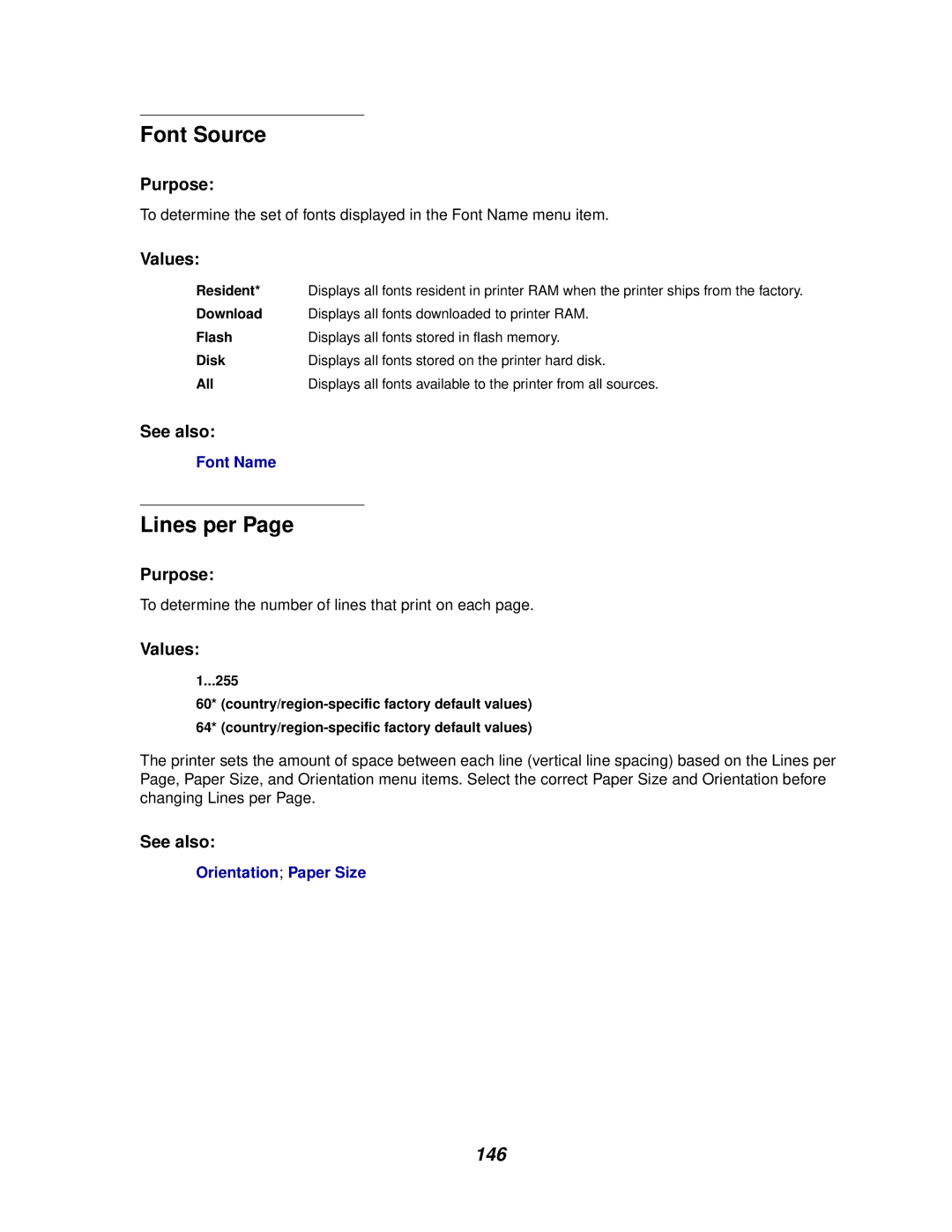 Lexmark 812 manual Font Source, Lines per, Resident 