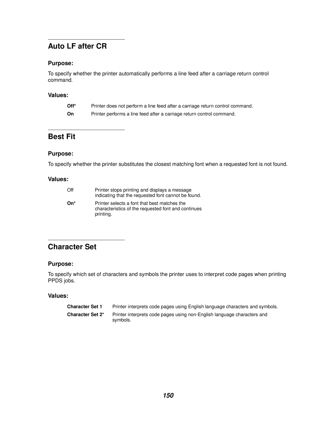 Lexmark 812 manual Best Fit, Character Set 