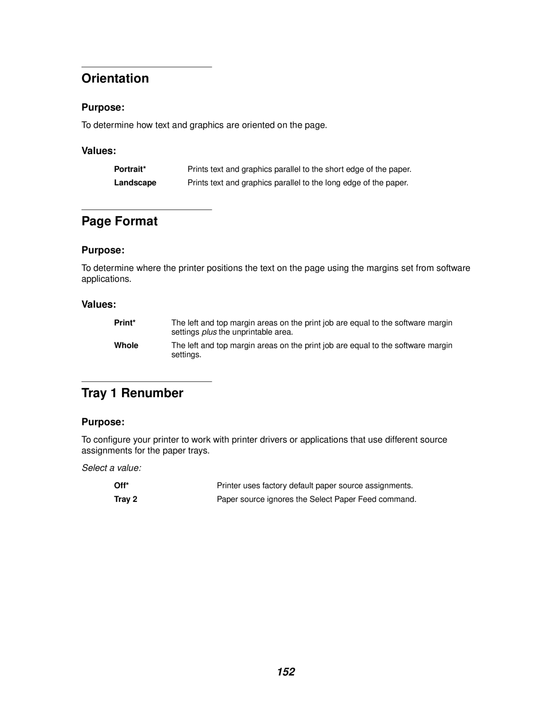 Lexmark 812 manual Format, Tray 1 Renumber, Whole 