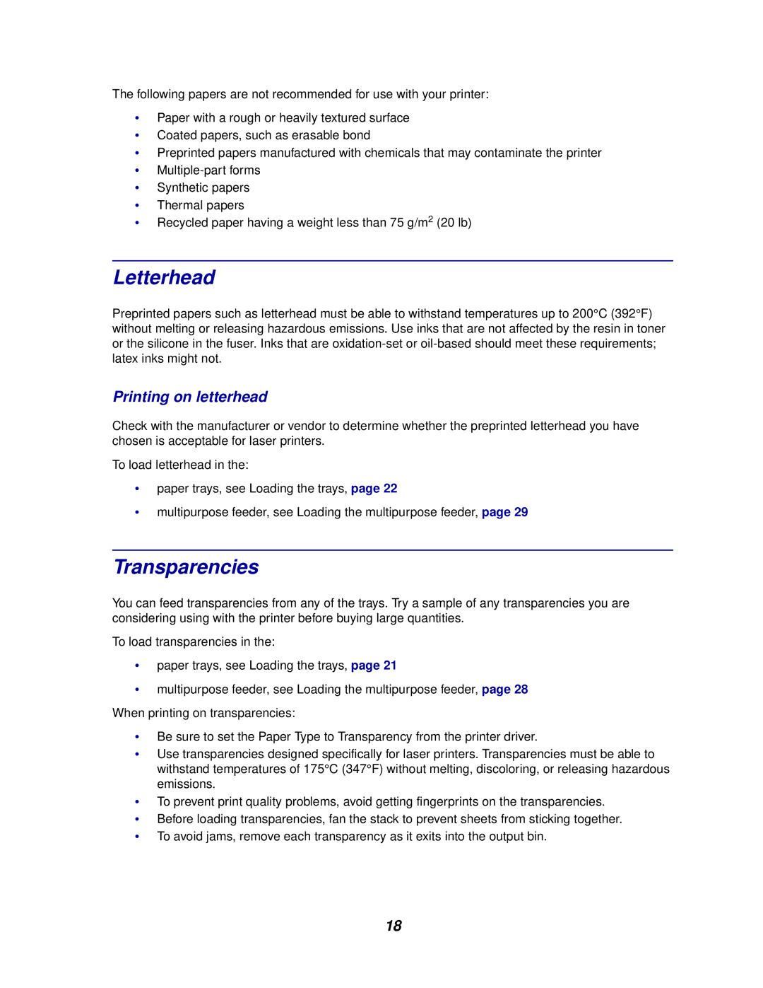 Lexmark 812 manual Letterhead, Transparencies, Printing on letterhead 