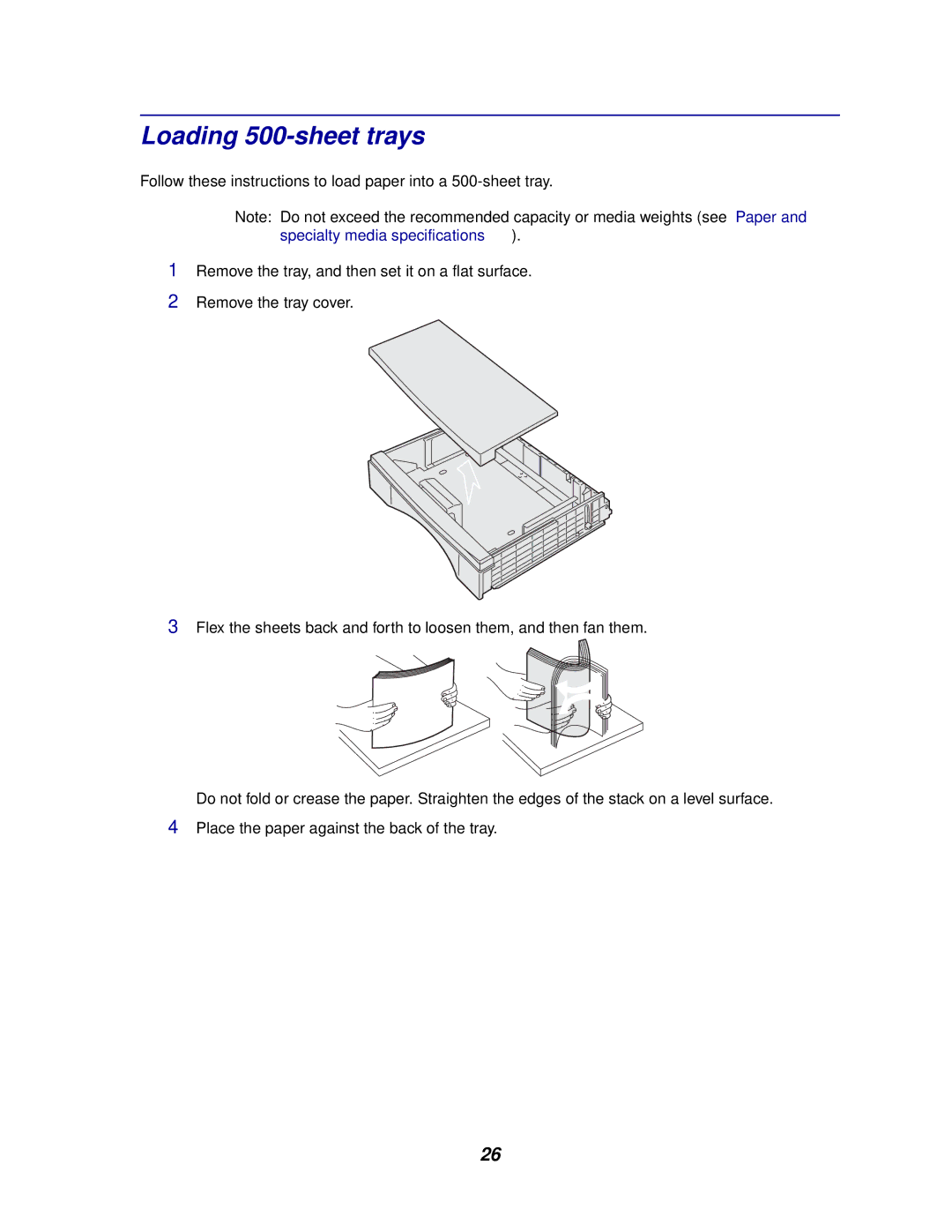 Lexmark 812 manual Loading 500-sheet trays 